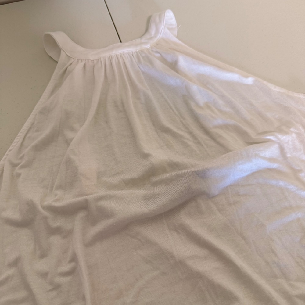 New York & Company White Halter Top Sleeveless Blouse Strappy Back XL CN200016